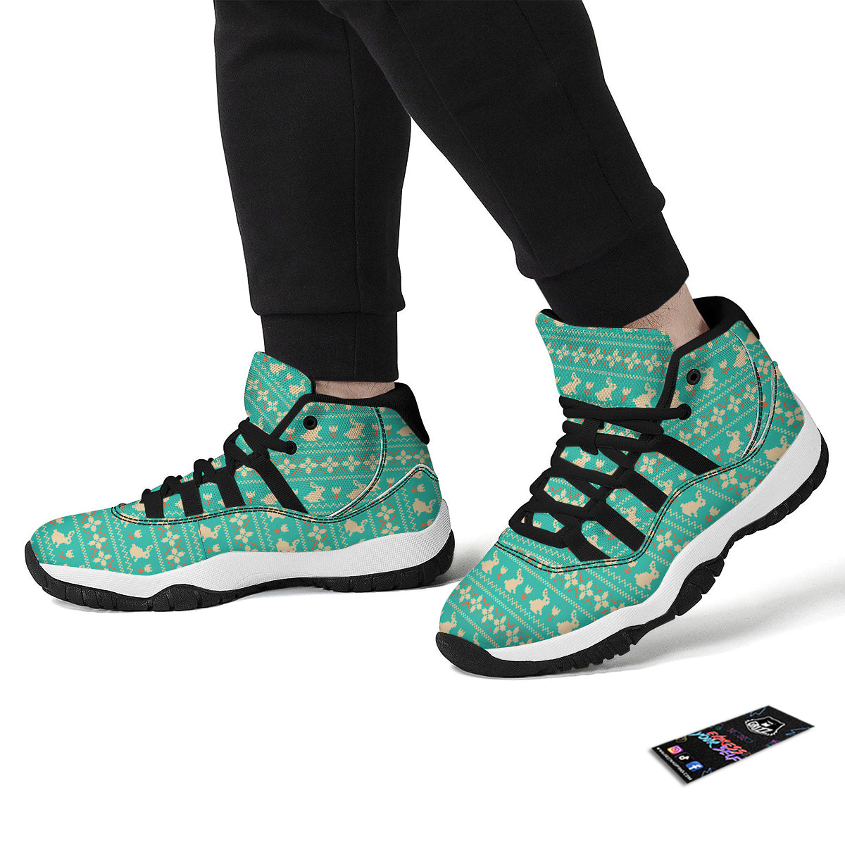Easter 8-Bit Print Pattern Black Bball Shoes-grizzshop