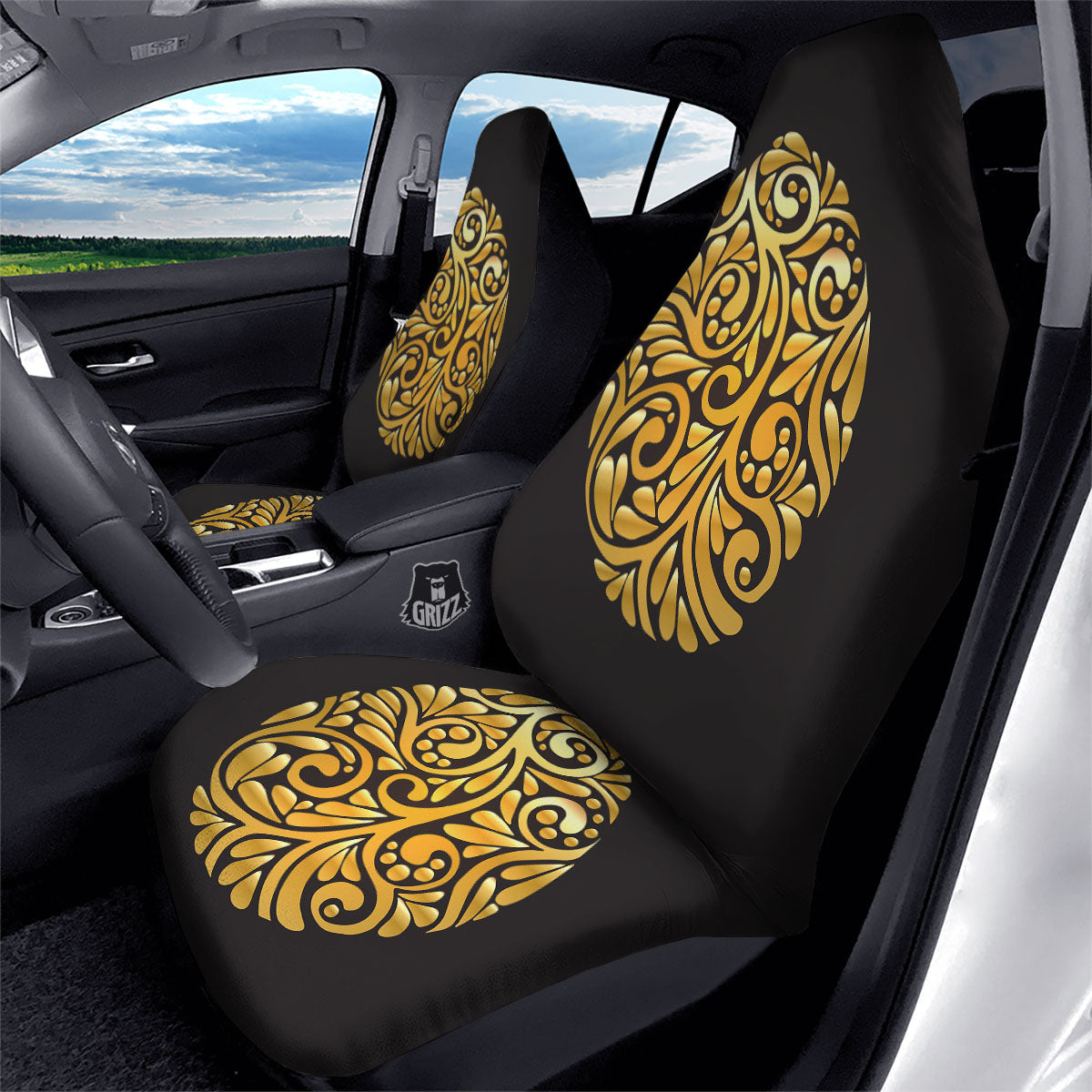 Easter Egg Gold Print Car Seat Covers-grizzshop