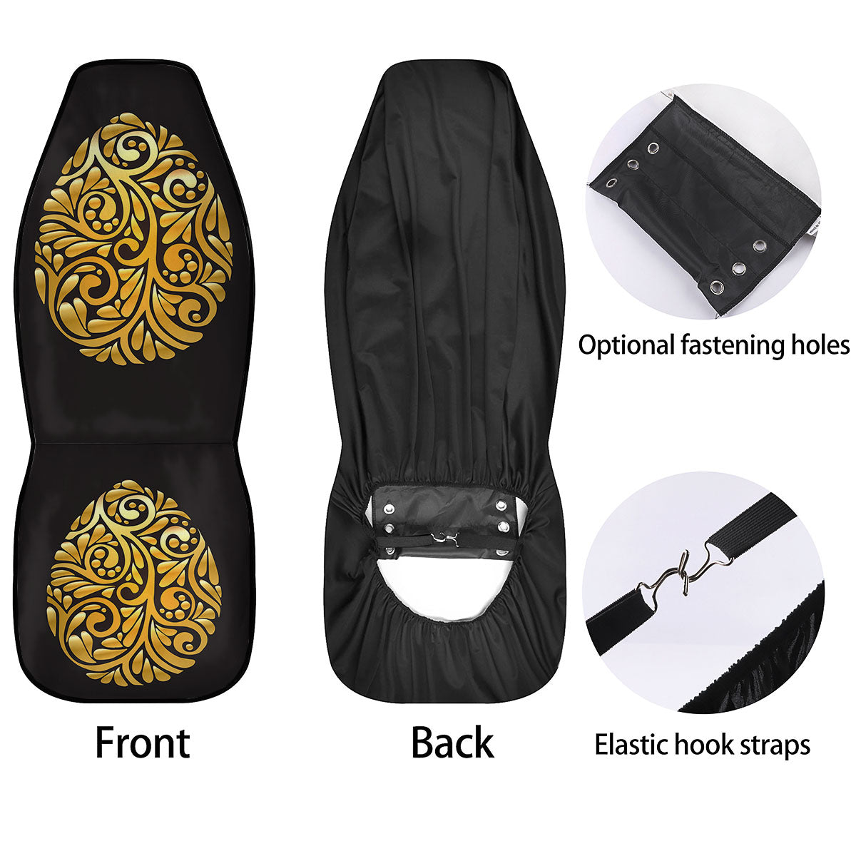 Easter Egg Gold Print Car Seat Covers-grizzshop