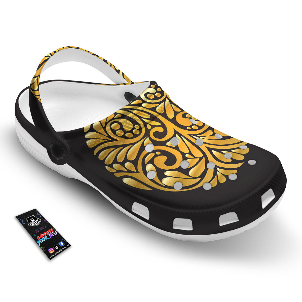 Easter Egg Gold Print Clog-grizzshop
