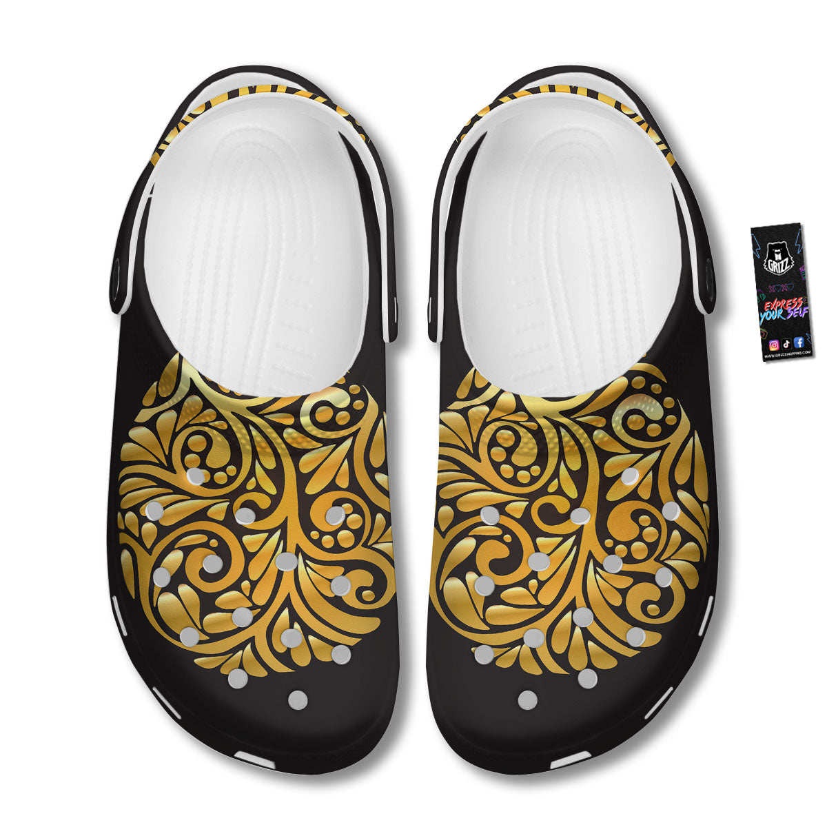Easter Egg Gold Print Clog-grizzshop