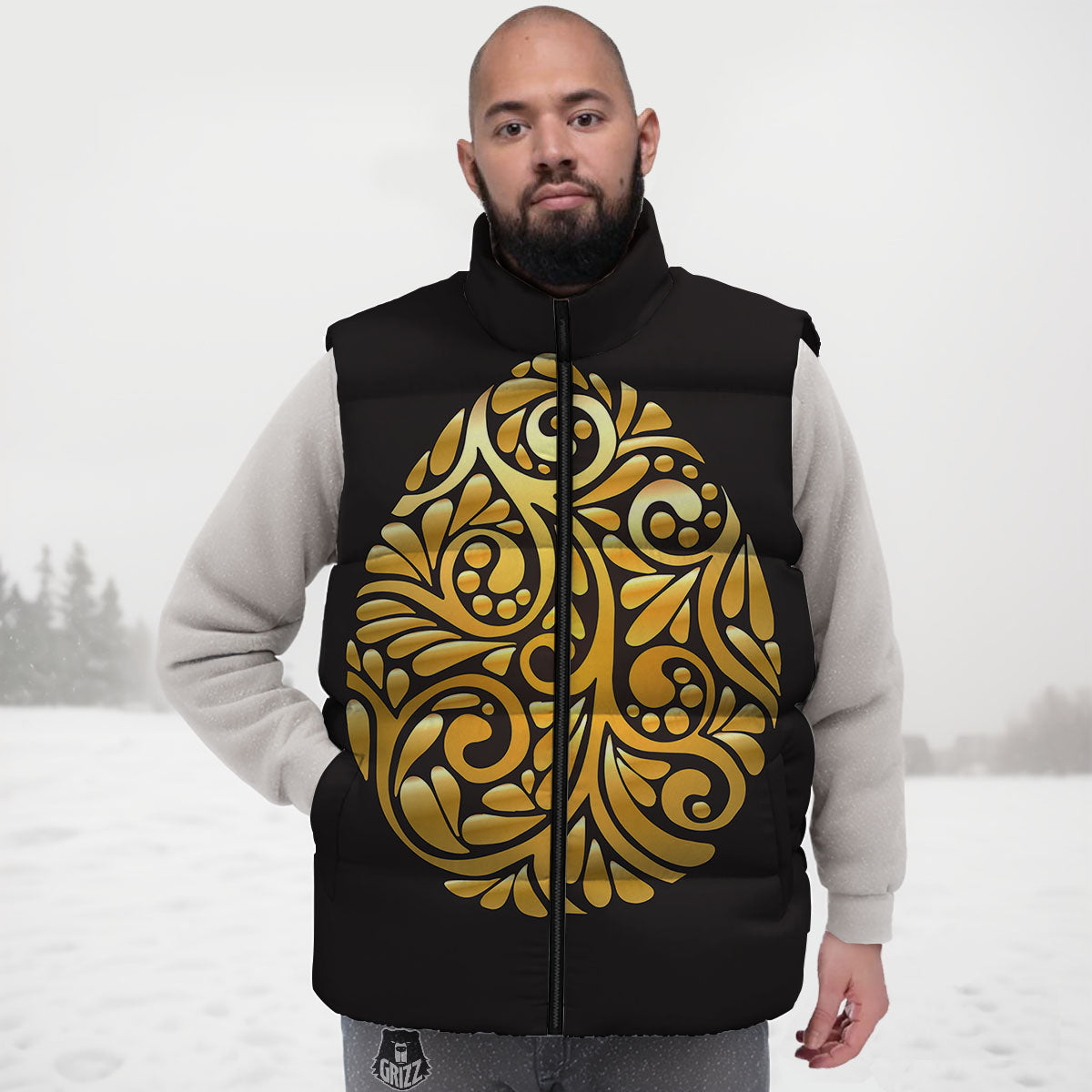 Easter Egg Gold Print Down Vest