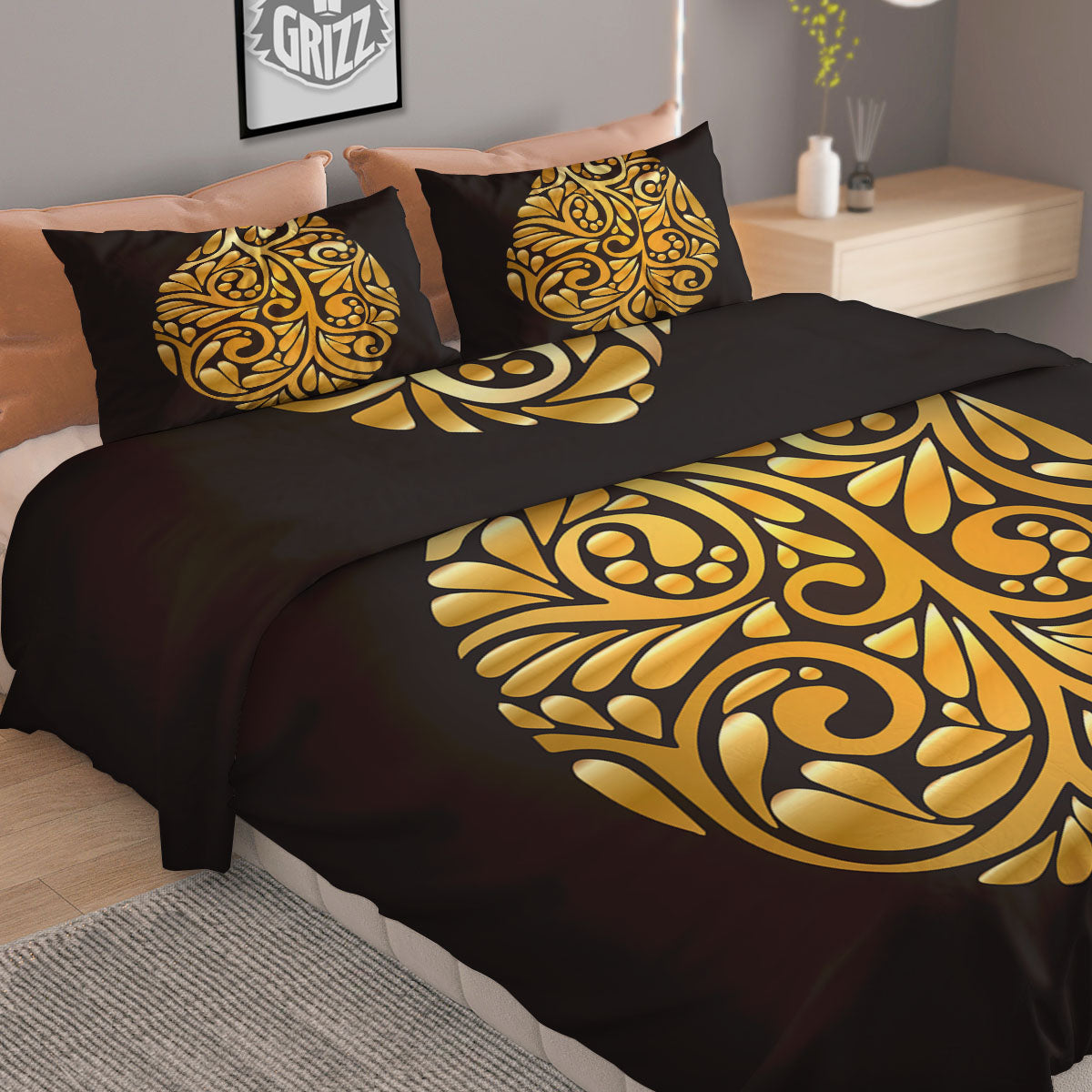 Easter Egg Gold Print Duvet Cover Bedding Set