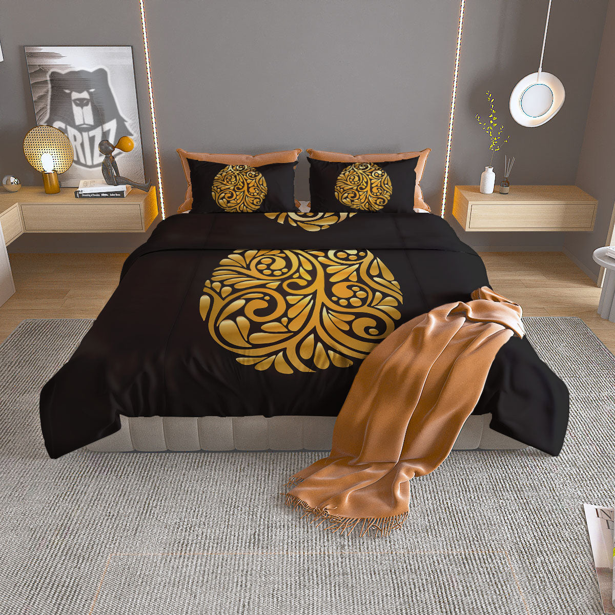 Easter Egg Gold Print Duvet Cover Bedding Set