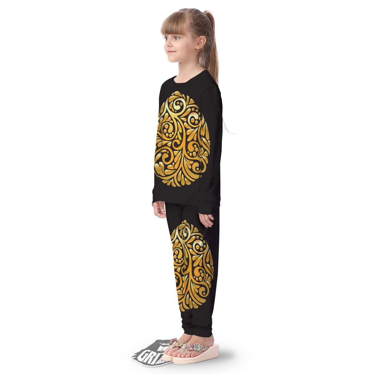 Easter Egg Gold Print Kid's Pajamas-grizzshop