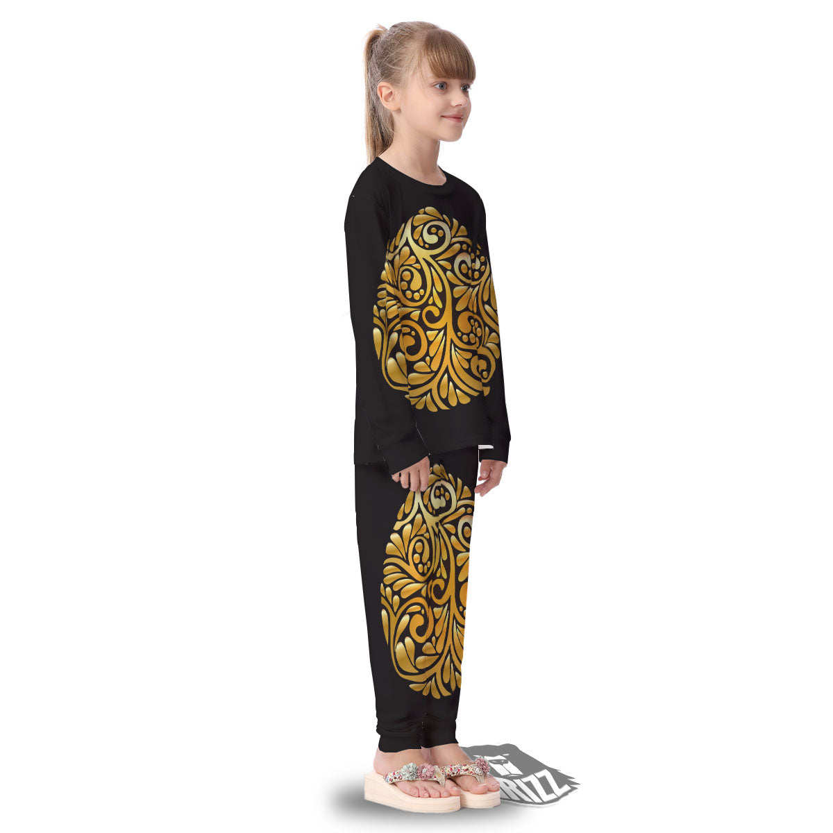 Easter Egg Gold Print Kid's Pajamas-grizzshop