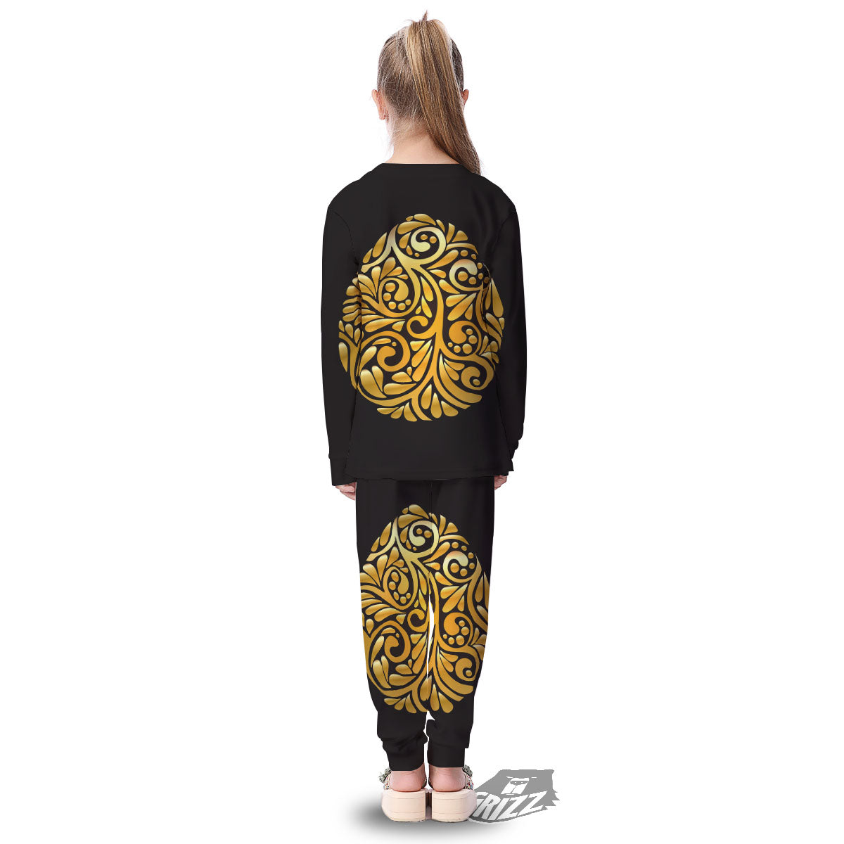 Easter Egg Gold Print Kid's Pajamas-grizzshop