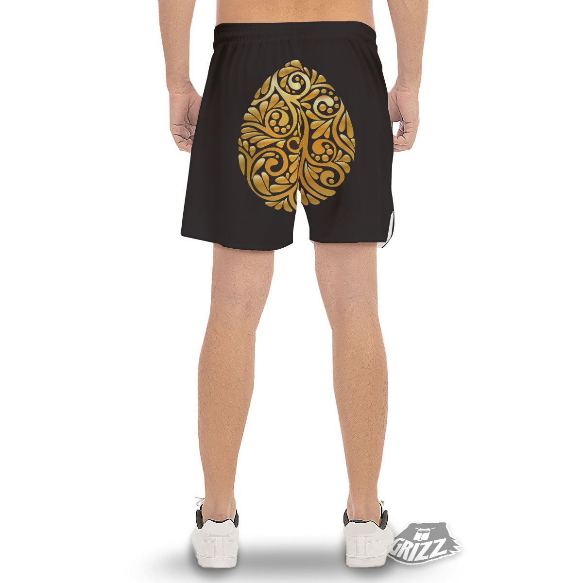 Easter Egg Gold Print Men's Gym Shorts-grizzshop