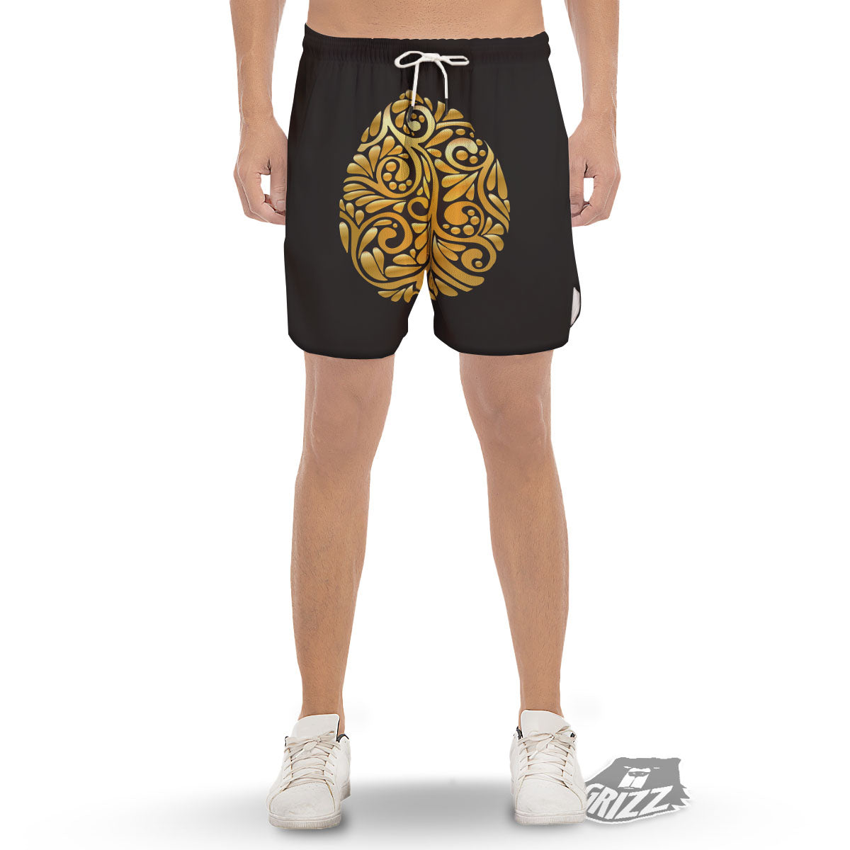 Easter Egg Gold Print Men's Gym Shorts-grizzshop