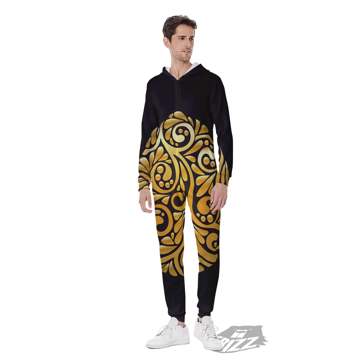 Easter Egg Gold Print Men's Jumpsuit-grizzshop