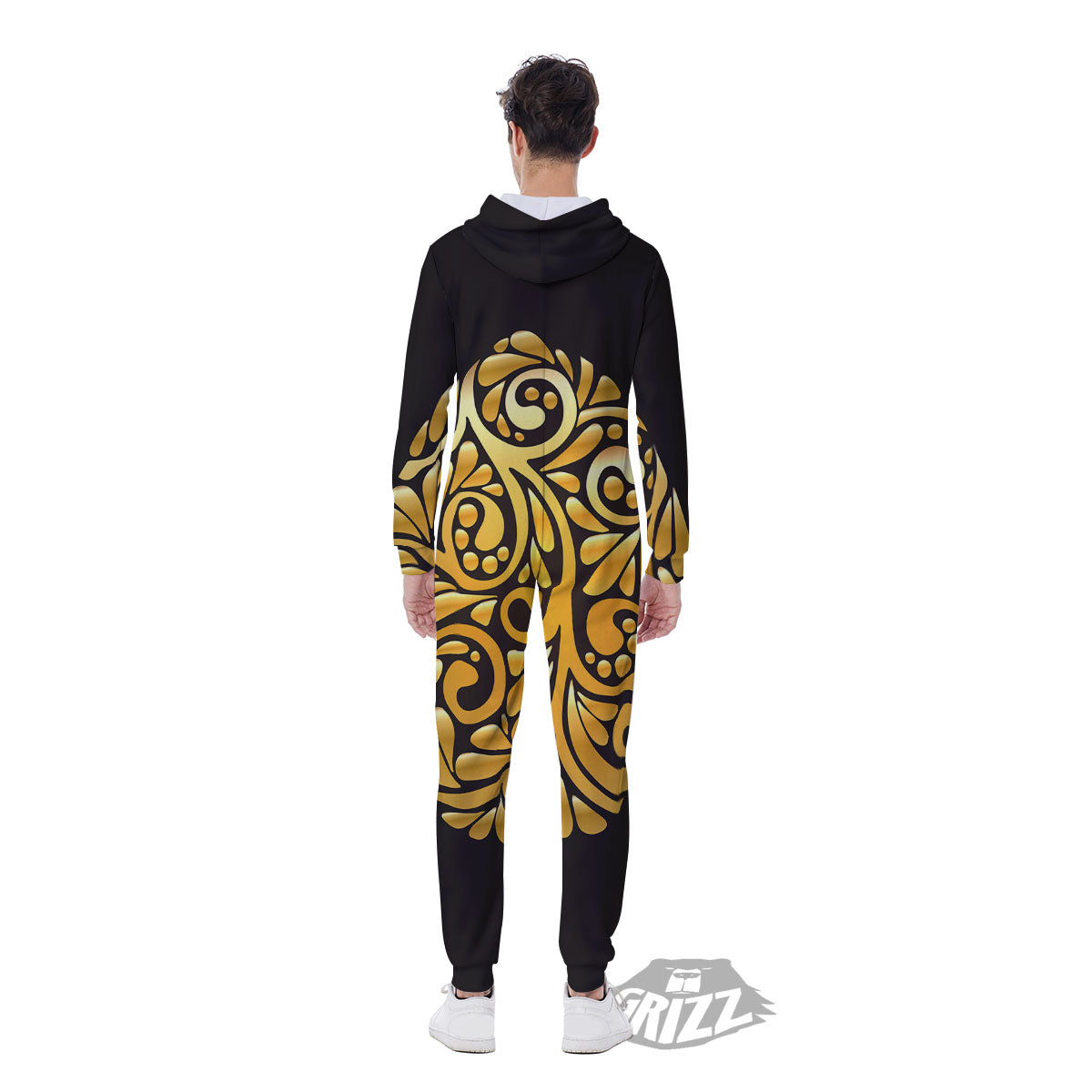 Easter Egg Gold Print Men's Jumpsuit-grizzshop