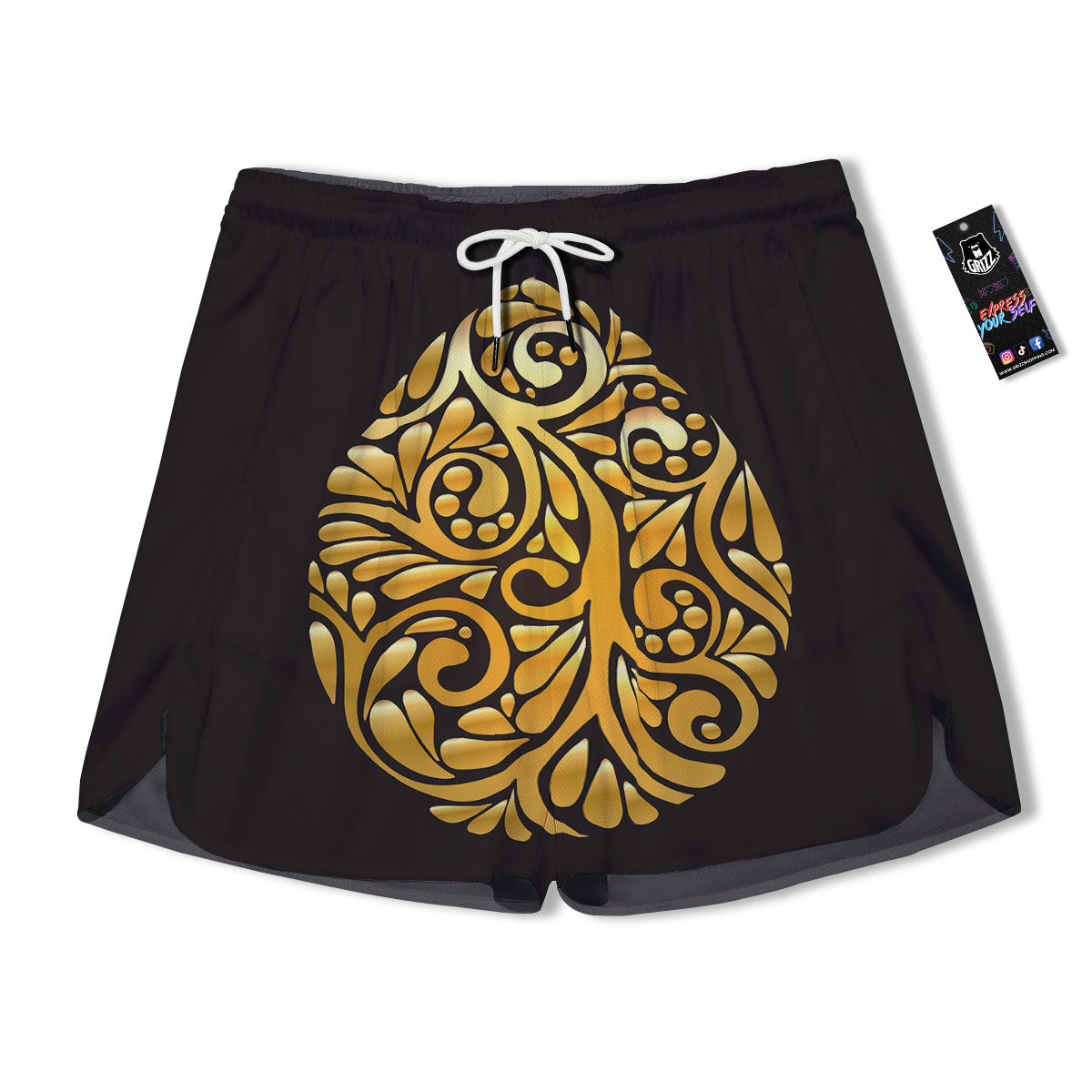 Easter Egg Gold Print Men's Running Shorts-grizzshop