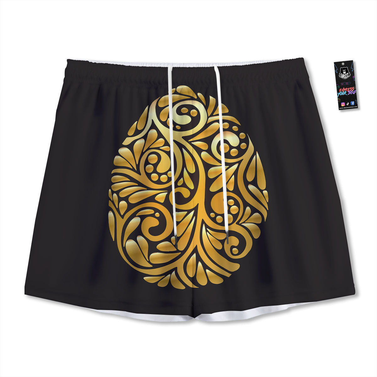 Easter Egg Gold Print Mesh Shorts
