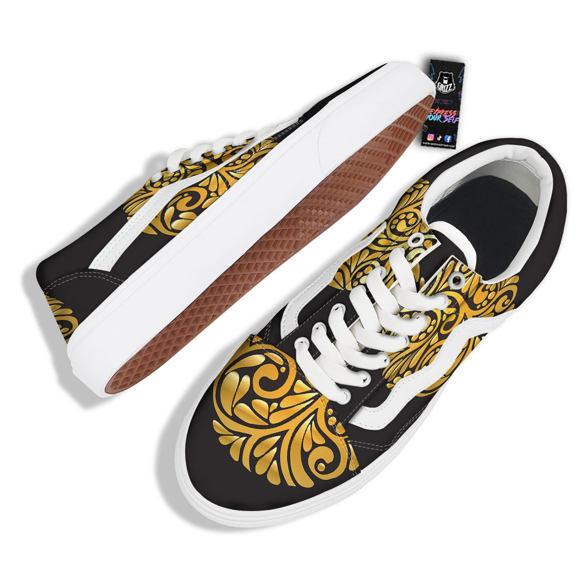 Easter Egg Gold Print Skate Shoes-grizzshop