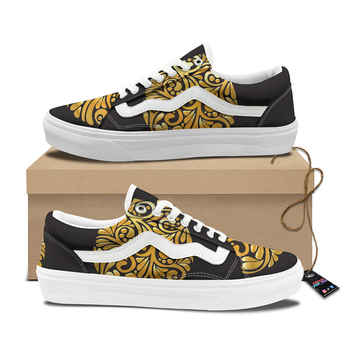 Easter Egg Gold Print Skate Shoes-grizzshop