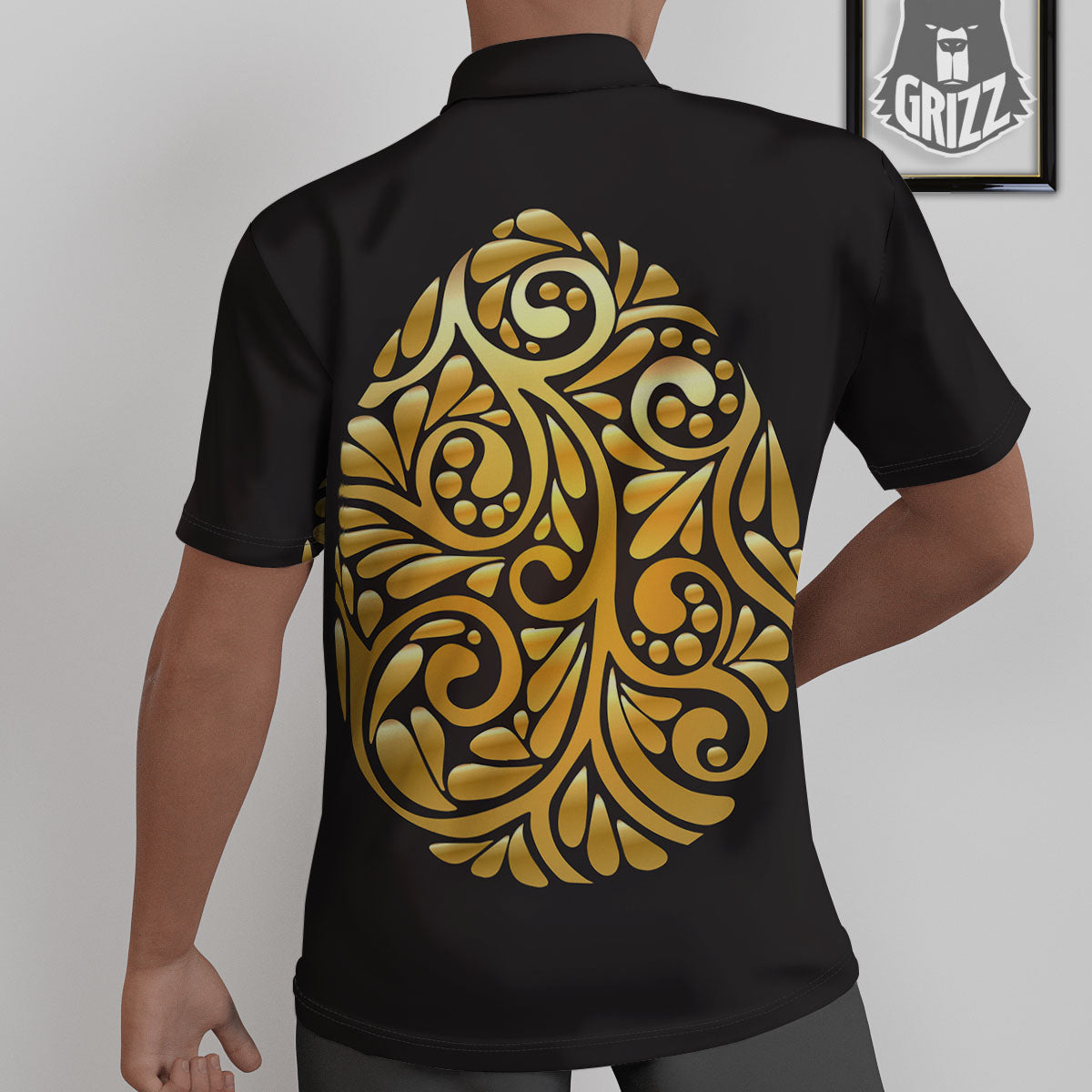 Easter Egg Gold Print Untucked Shirts-grizzshop