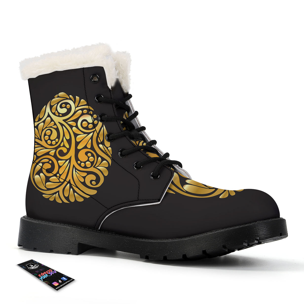 Easter Egg Gold Print Winter Boots-grizzshop