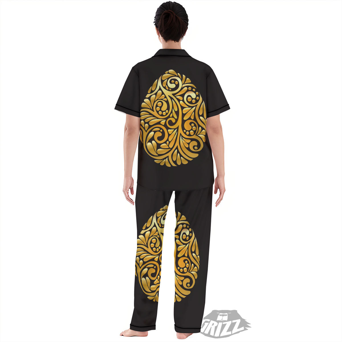 Easter Egg Gold Print Women's Pajamas Set-grizzshop