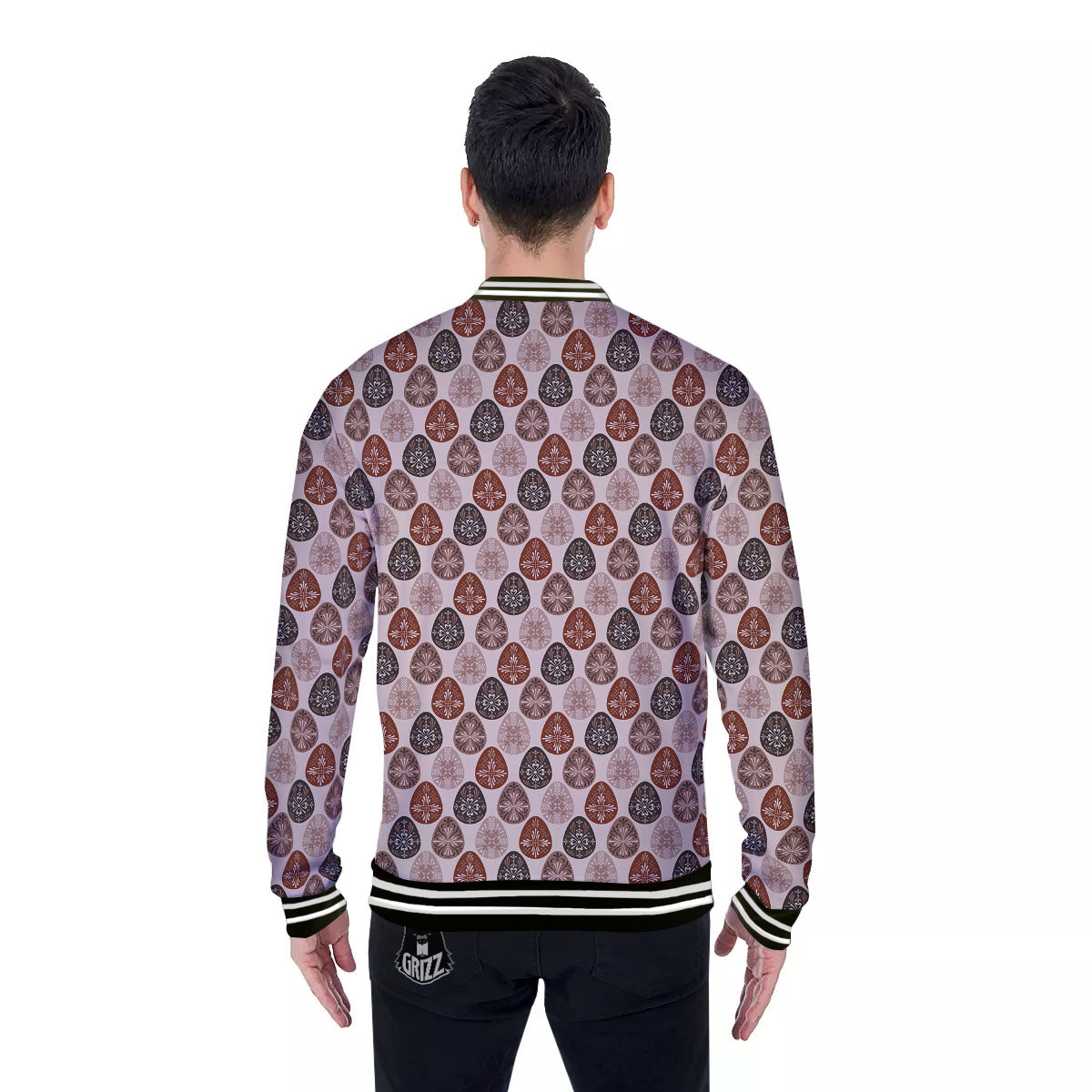 Easter Eggs Bohemian Print Pattern Baseball Jacket-grizzshop