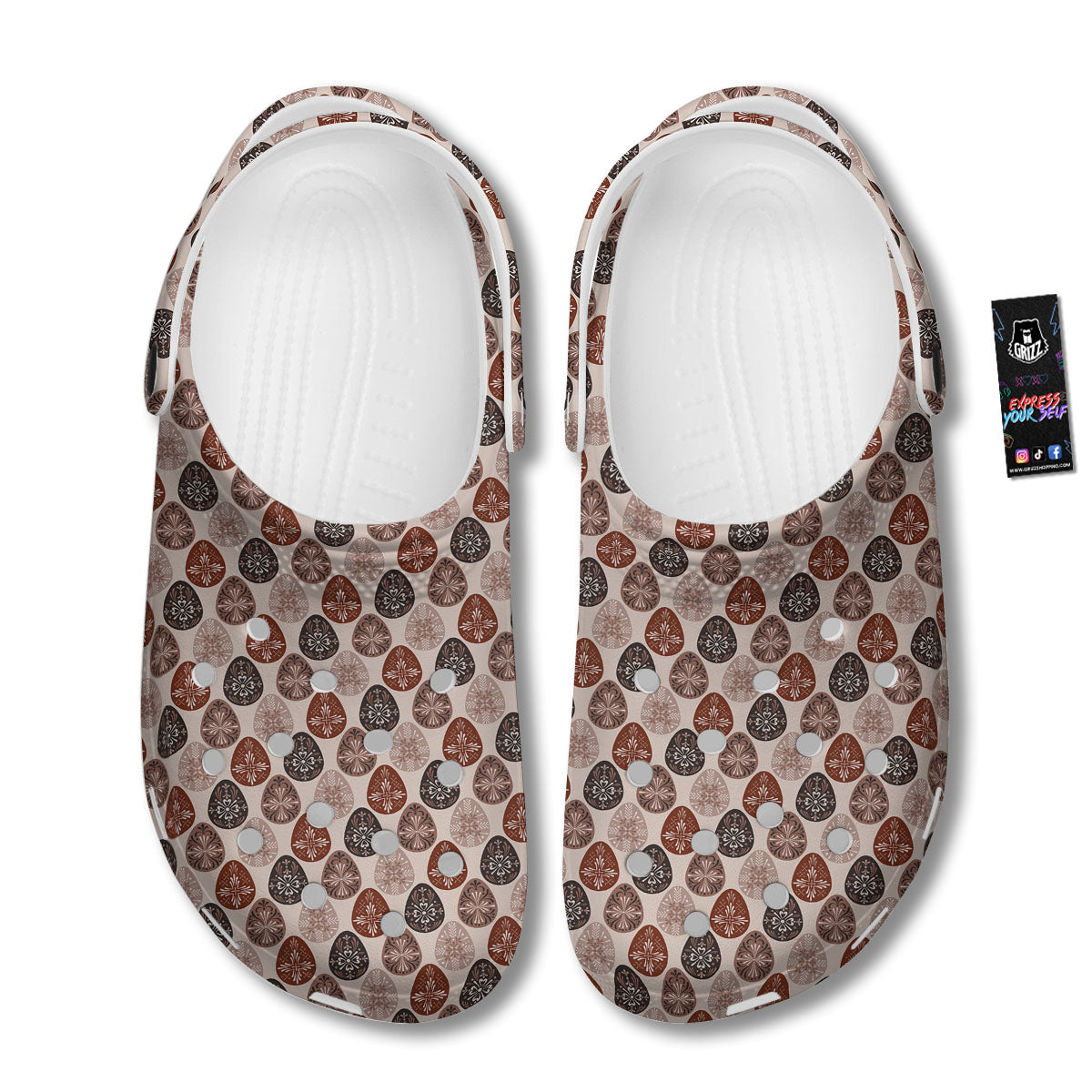 Easter Eggs Bohemian Print Pattern Clog-grizzshop