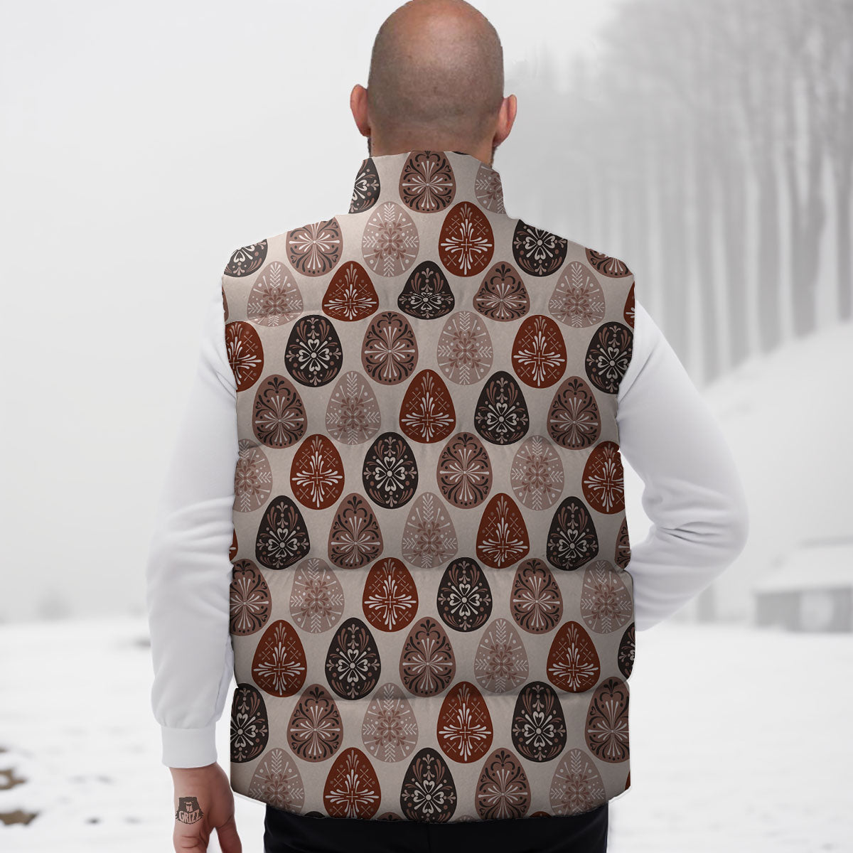 Easter Eggs Bohemian Print Pattern Down Vest