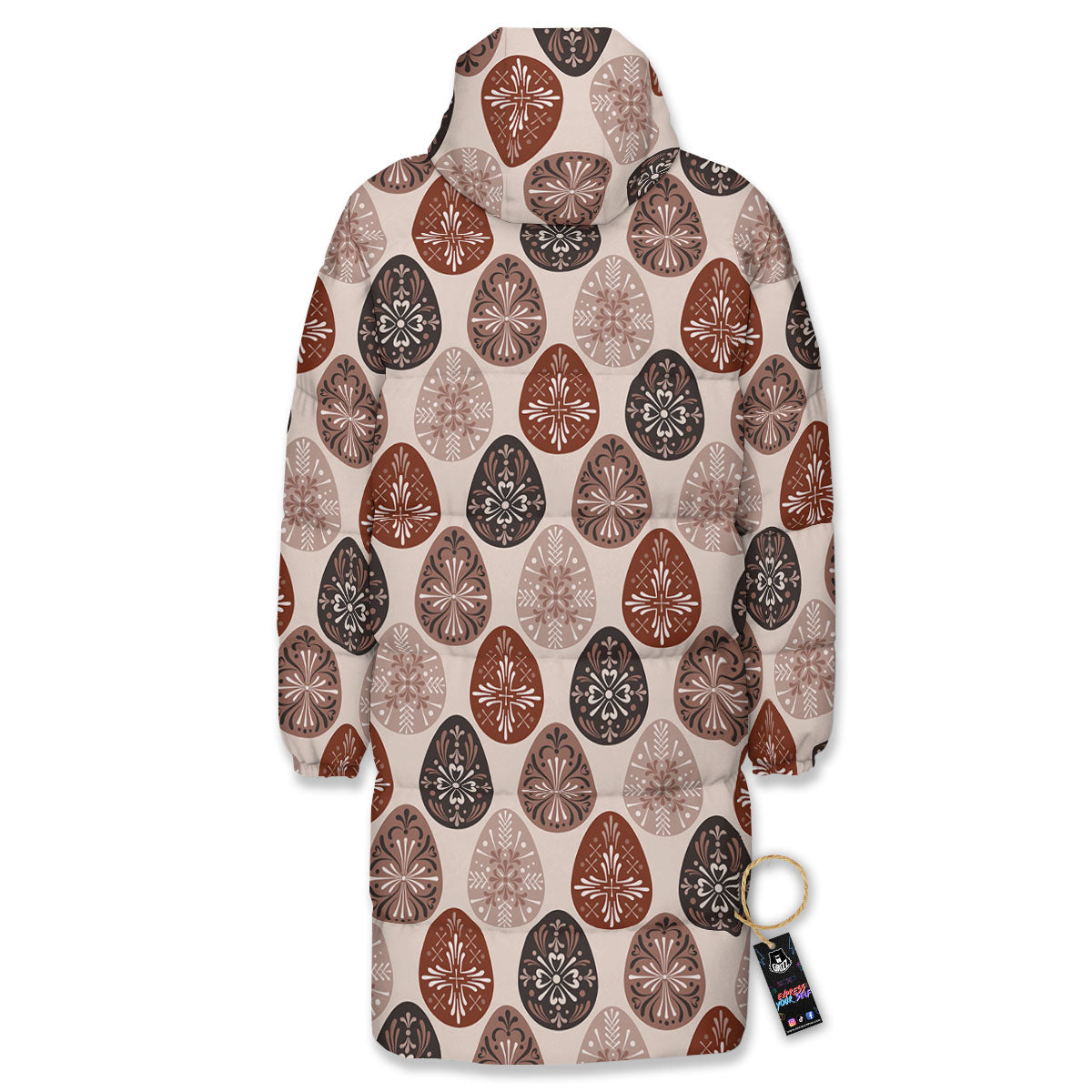 Easter Eggs Bohemian Print Pattern Long Down Jacket-grizzshop