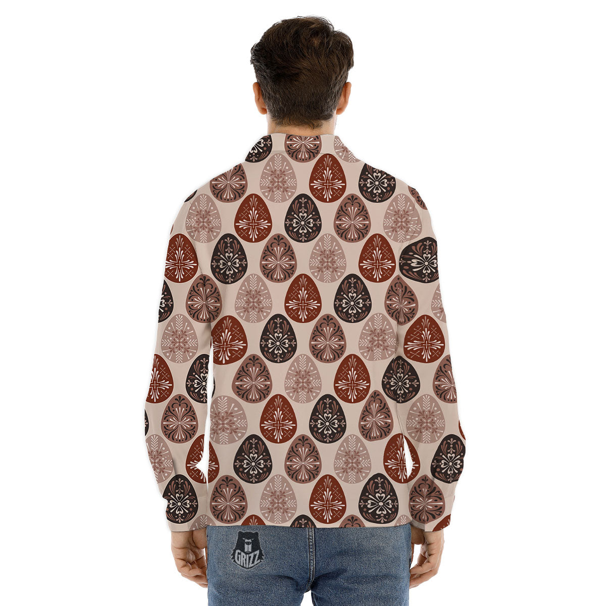 Easter Eggs Bohemian Print Pattern Men's Dress Shirts-grizzshop