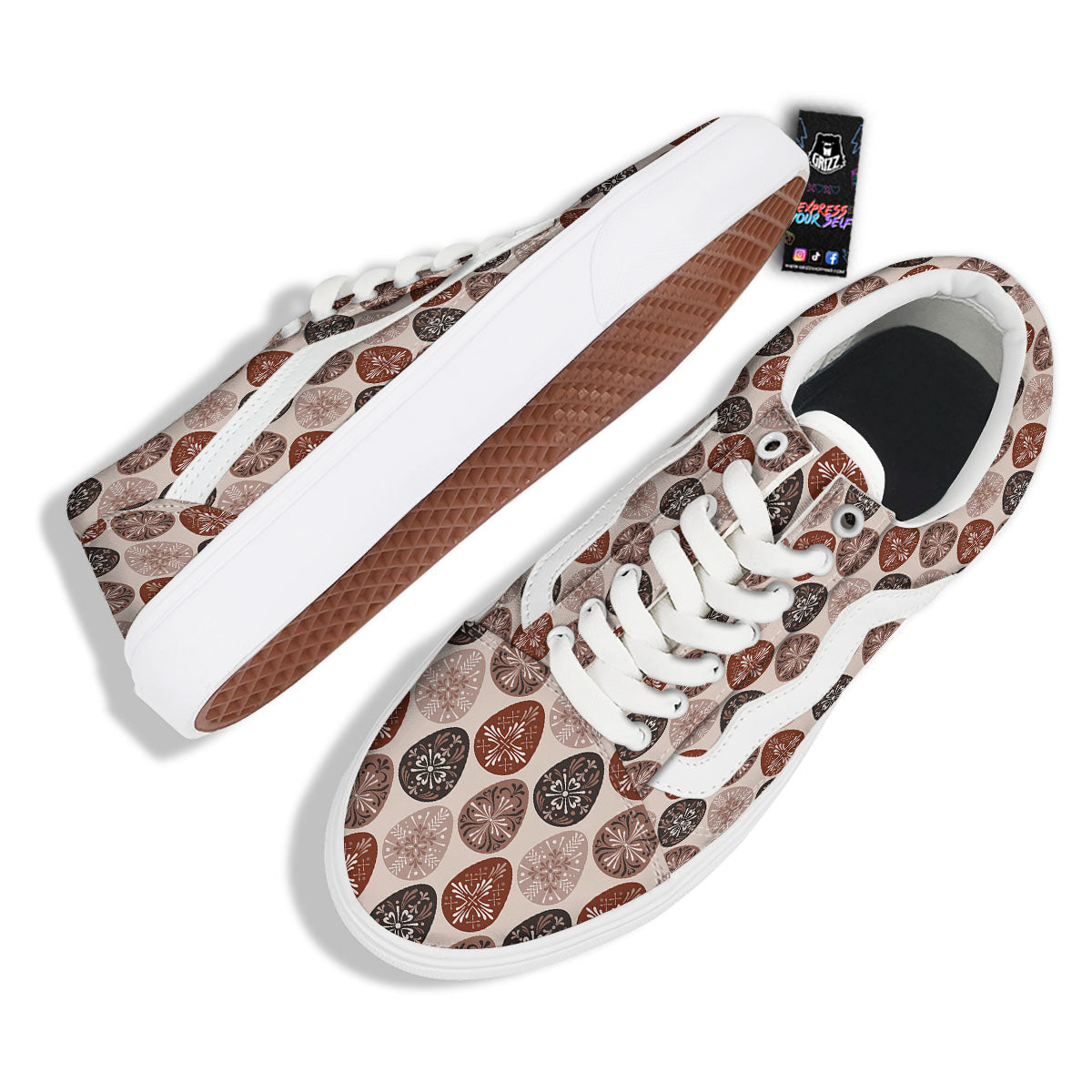 Easter Eggs Bohemian Print Pattern Skate Shoes-grizzshop