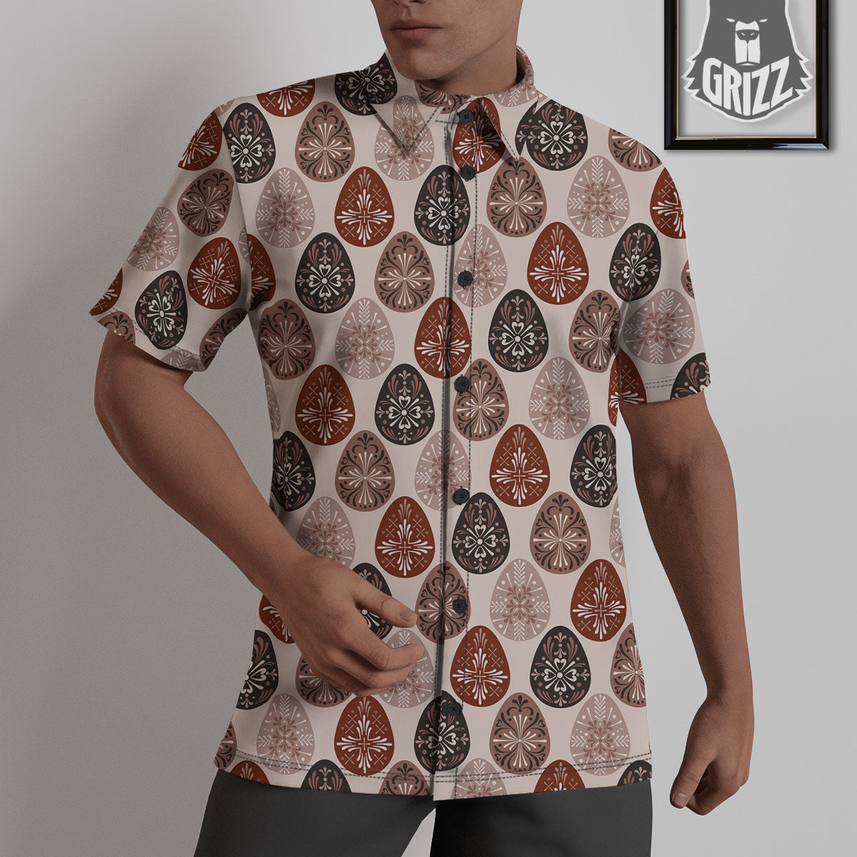 Easter Eggs Bohemian Print Pattern Untucked Shirts-grizzshop