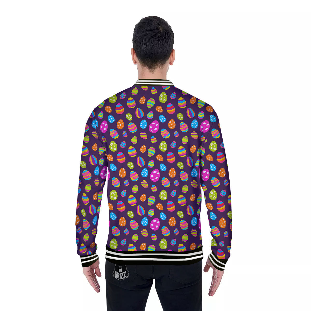 Easter Eggs Colorful Cute Print Pattern Baseball Jacket-grizzshop
