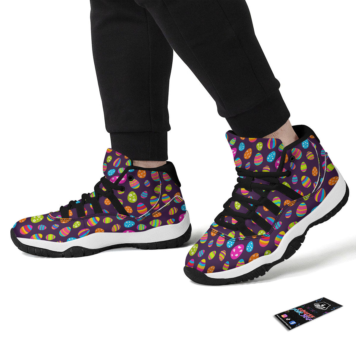 Easter Eggs Colorful Cute Print Pattern Black Bball Shoes-grizzshop