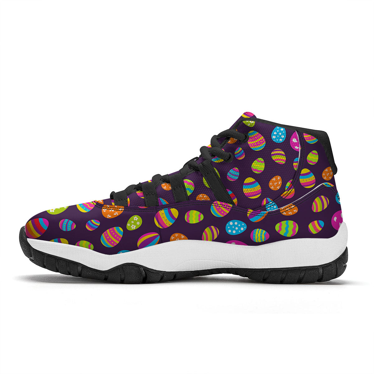 Easter Eggs Colorful Cute Print Pattern Black Bball Shoes-grizzshop