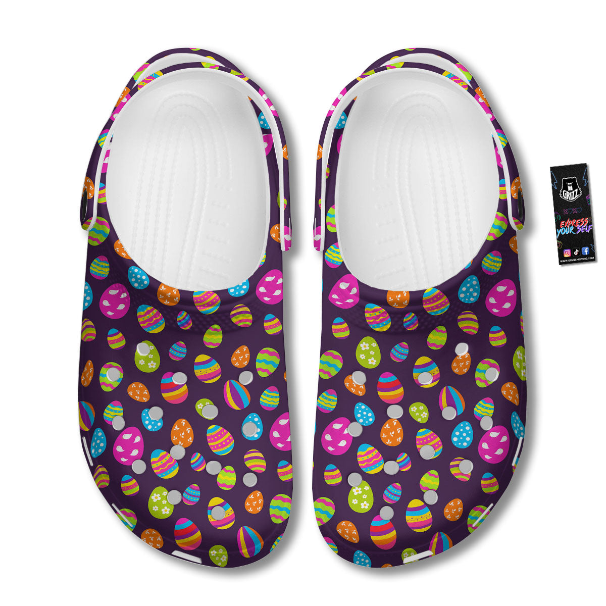 Easter Eggs Colorful Cute Print Pattern Clog-grizzshop