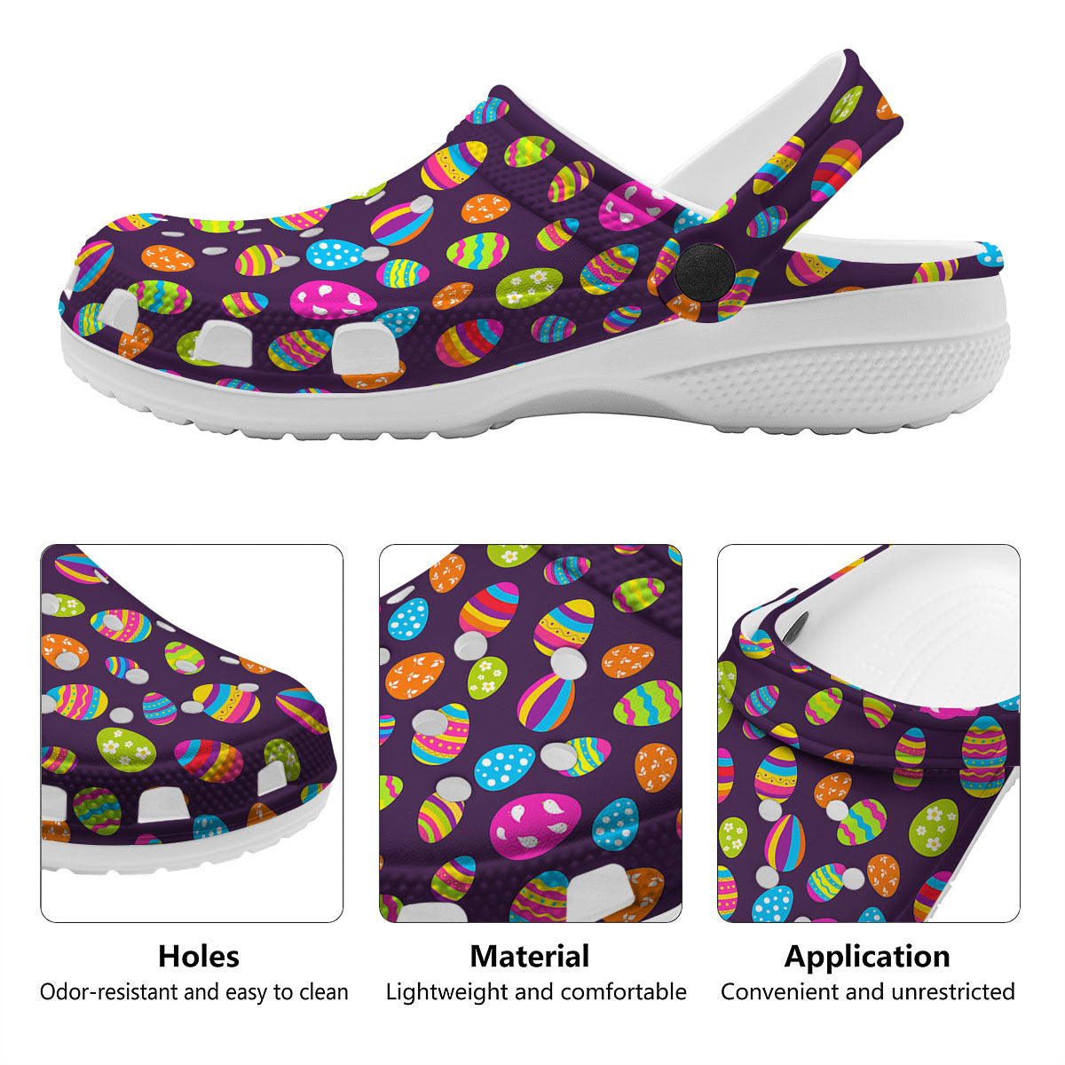 Easter Eggs Colorful Cute Print Pattern Clog-grizzshop