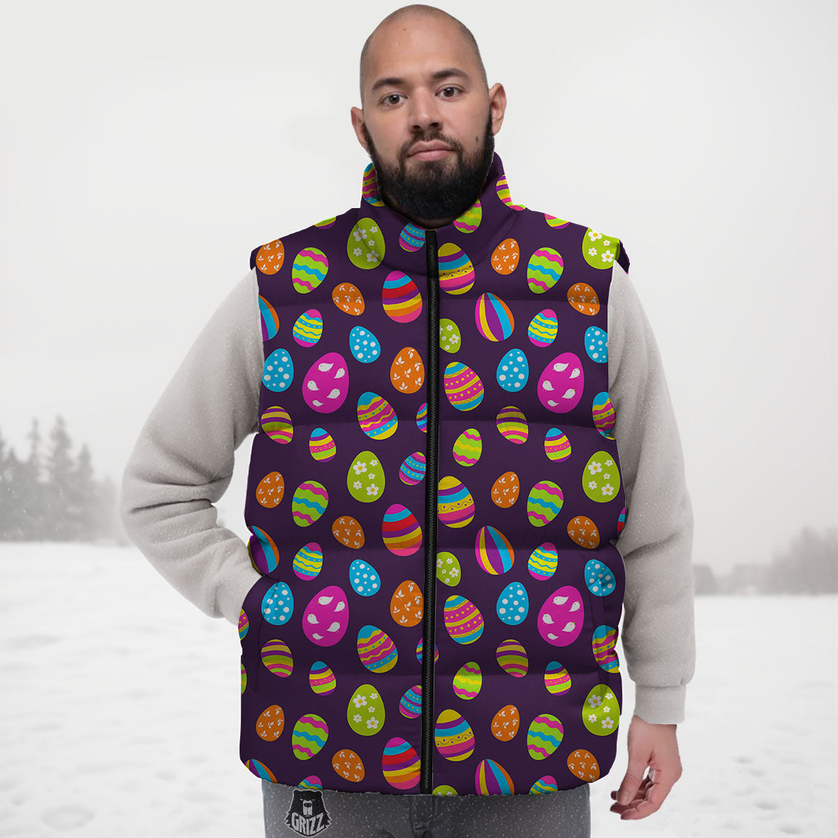 Easter Eggs Colorful Cute Print Pattern Down Vest