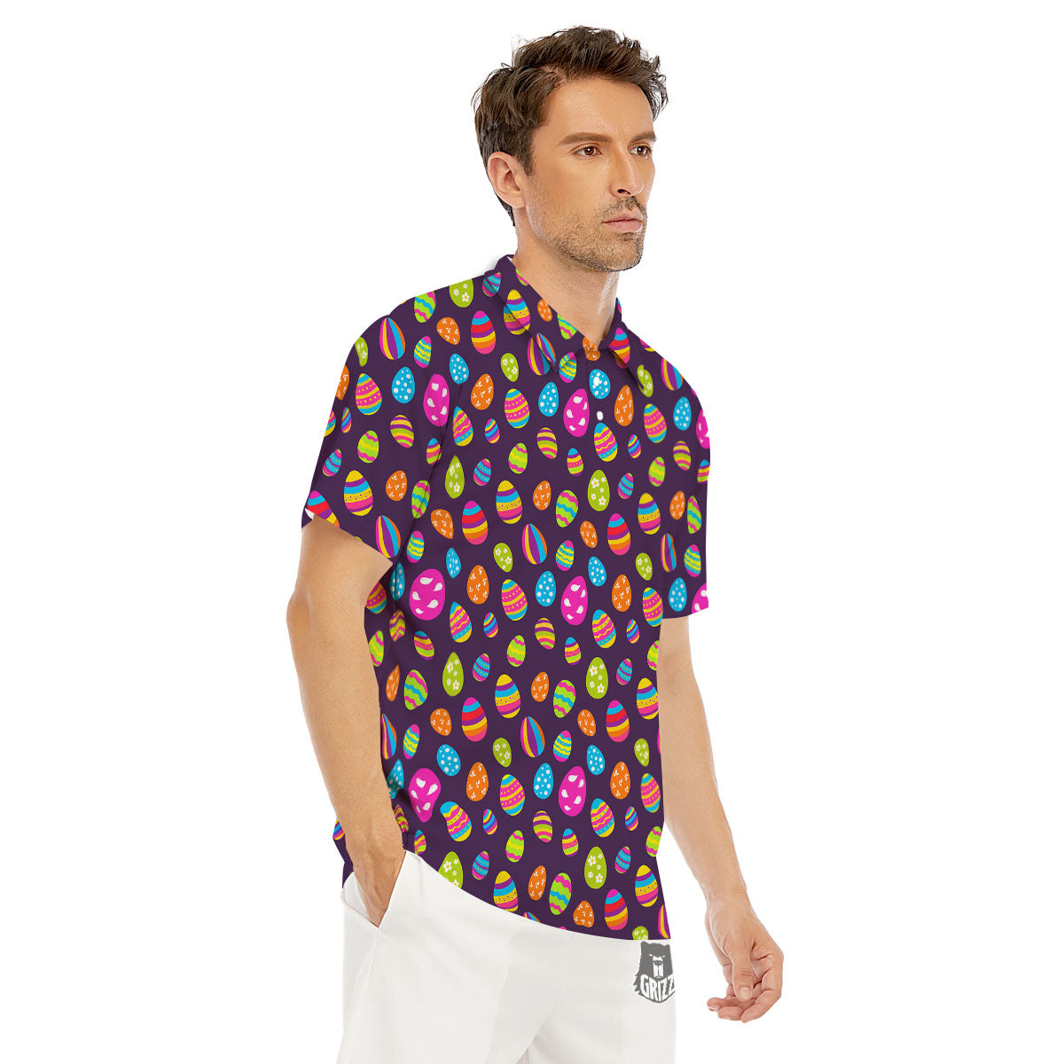 Easter Eggs Colorful Cute Print Pattern Men's Golf Shirts-grizzshop