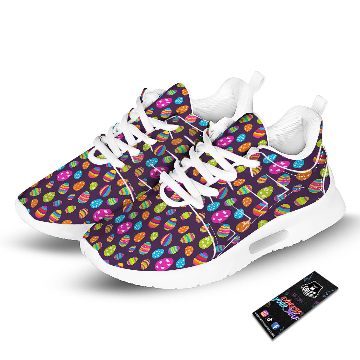 Easter Eggs Colorful Cute Print Pattern Tennis Shoes-grizzshop