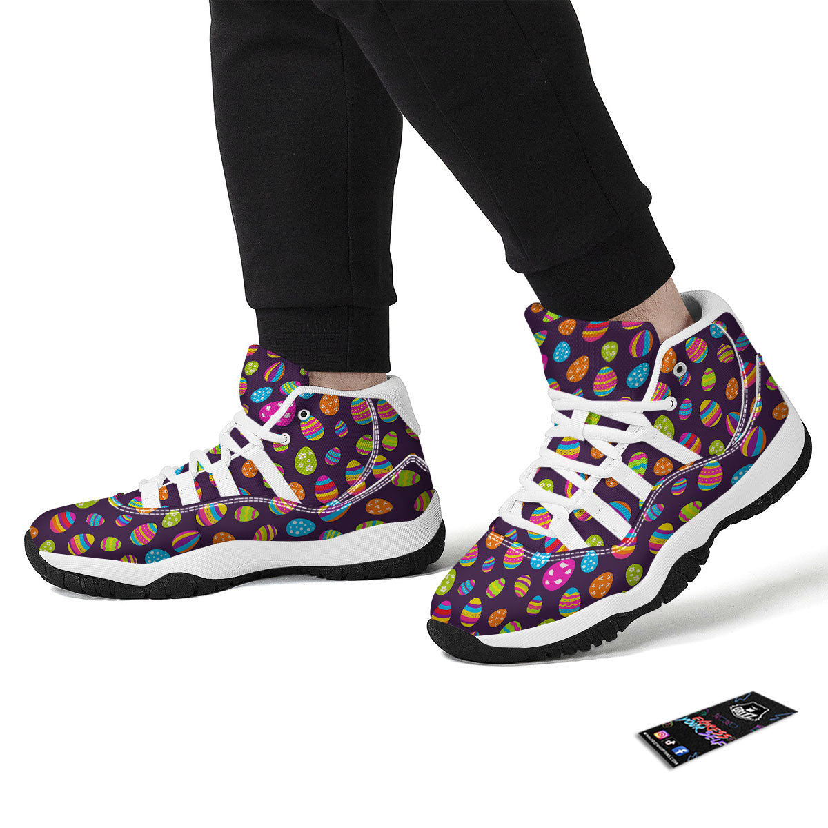 Easter Eggs Colorful Cute Print Pattern White Bball Shoes-grizzshop