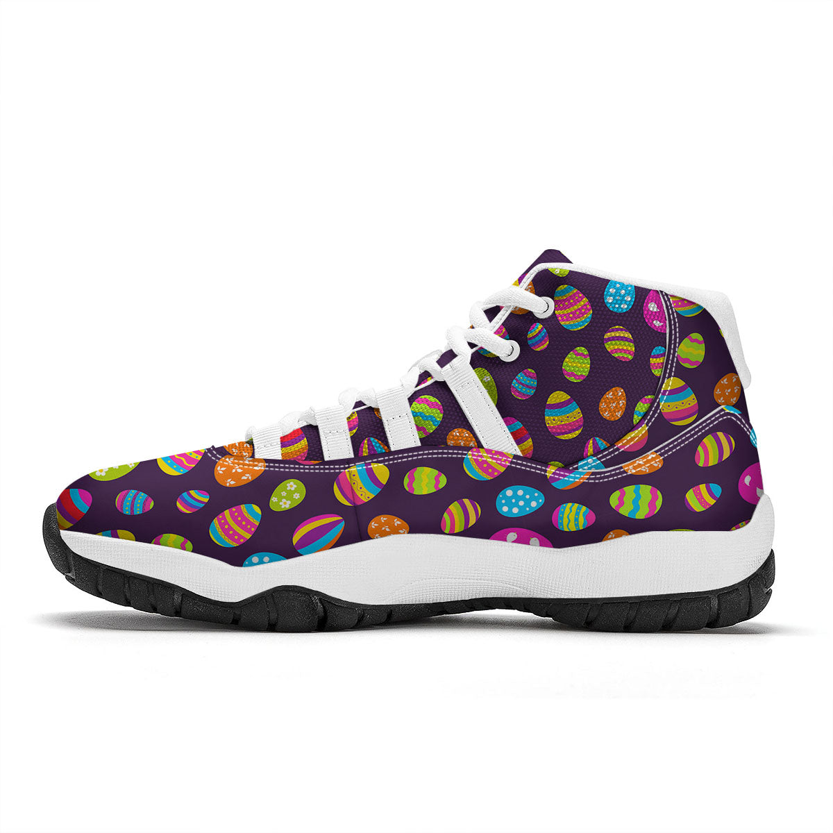 Easter Eggs Colorful Cute Print Pattern White Bball Shoes-grizzshop
