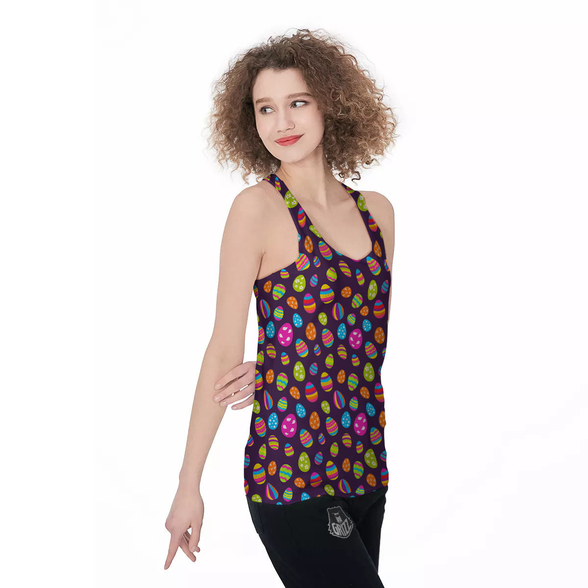 Easter Eggs Colorful Cute Print Pattern Women's Racerback Tank Top-grizzshop