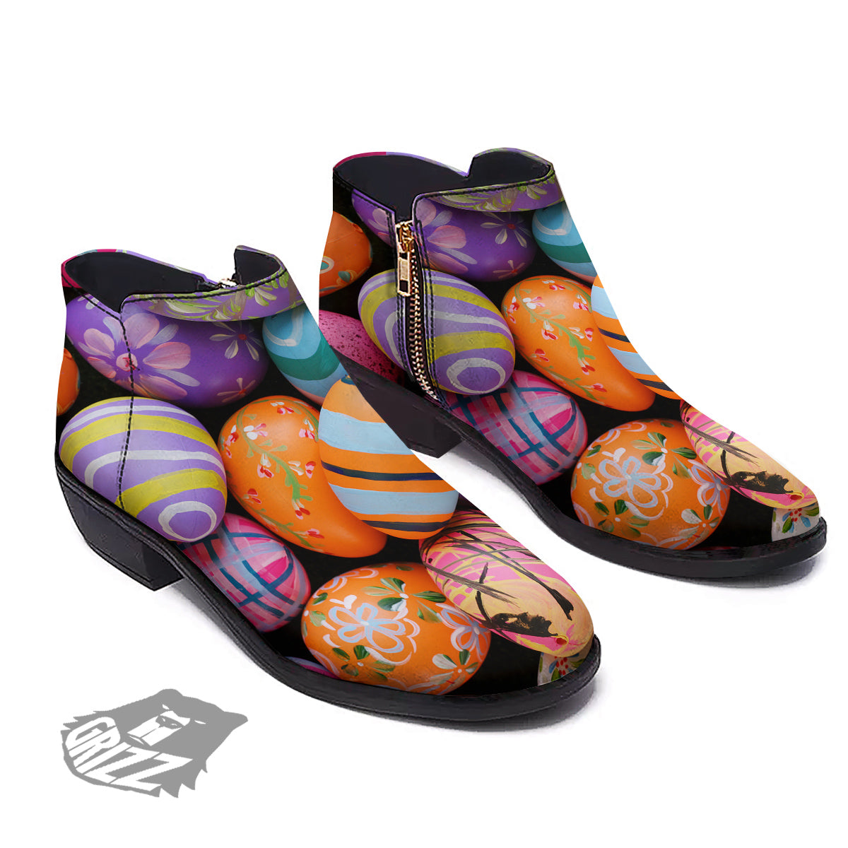 Easter Eggs Colorful Print Ankle Boots-grizzshop