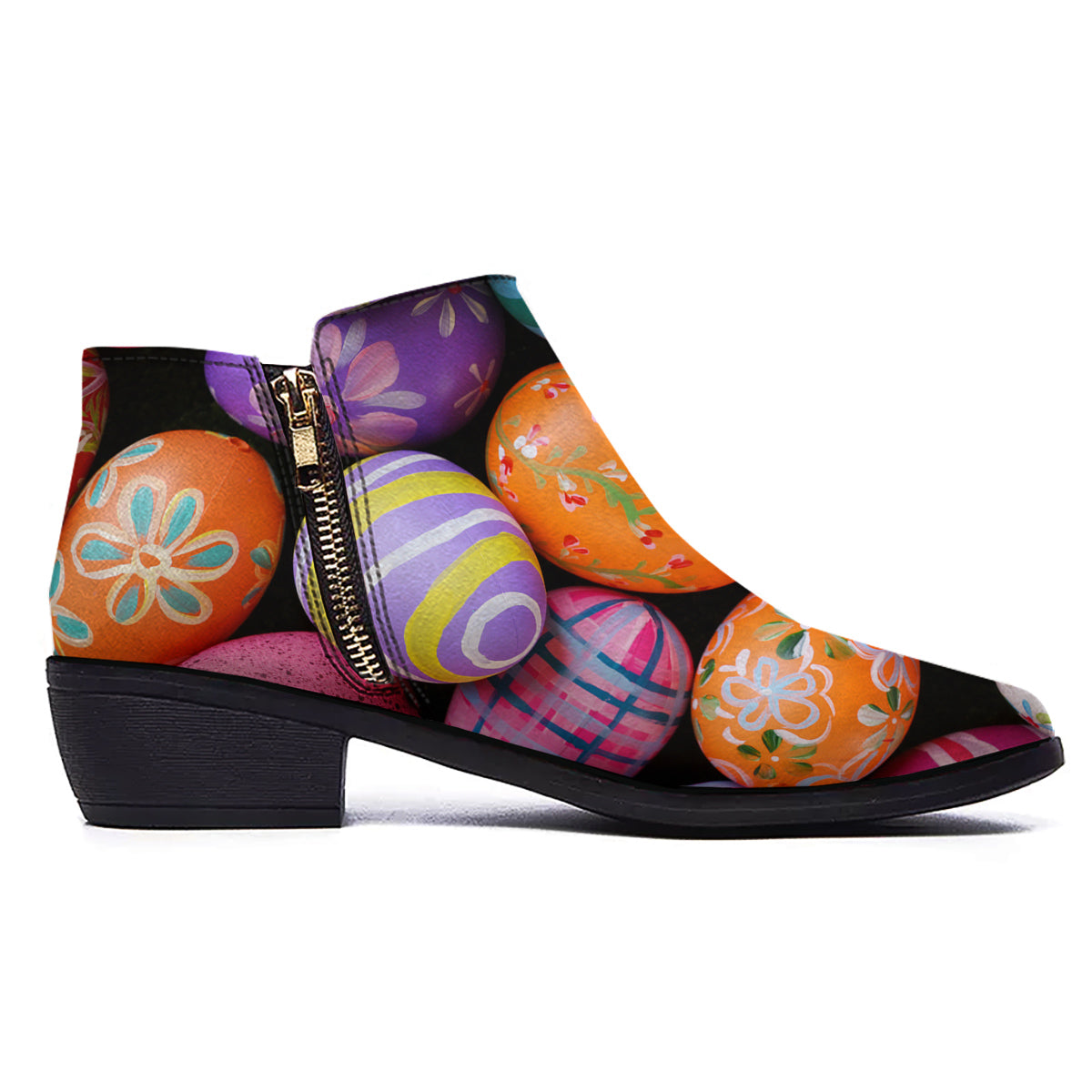 Easter Eggs Colorful Print Ankle Boots-grizzshop