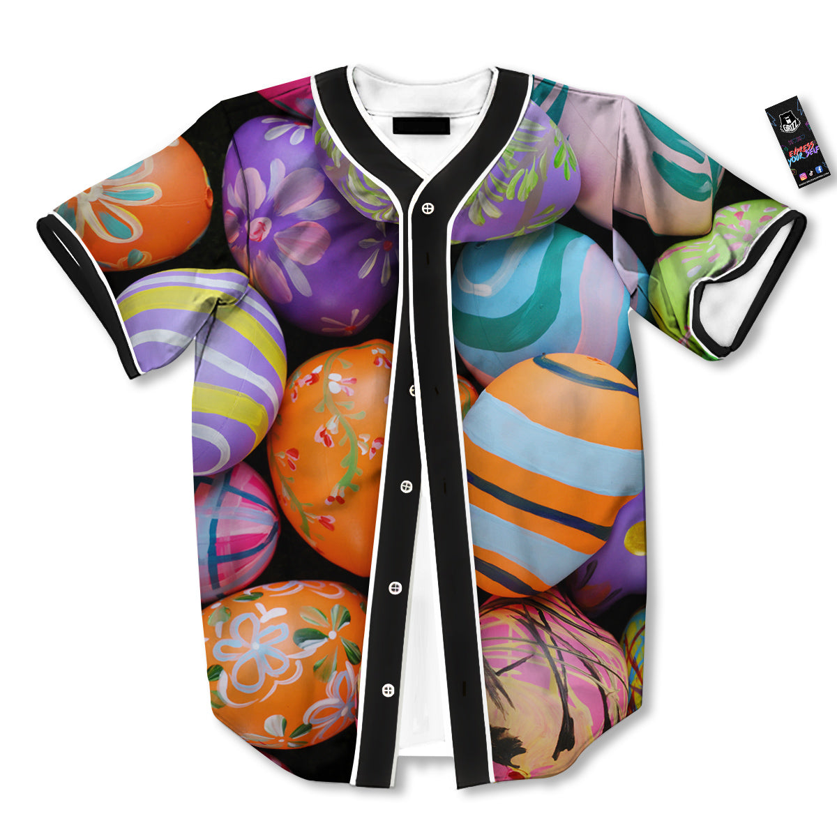 Easter Eggs Colorful Print Baseball Jersey-grizzshop