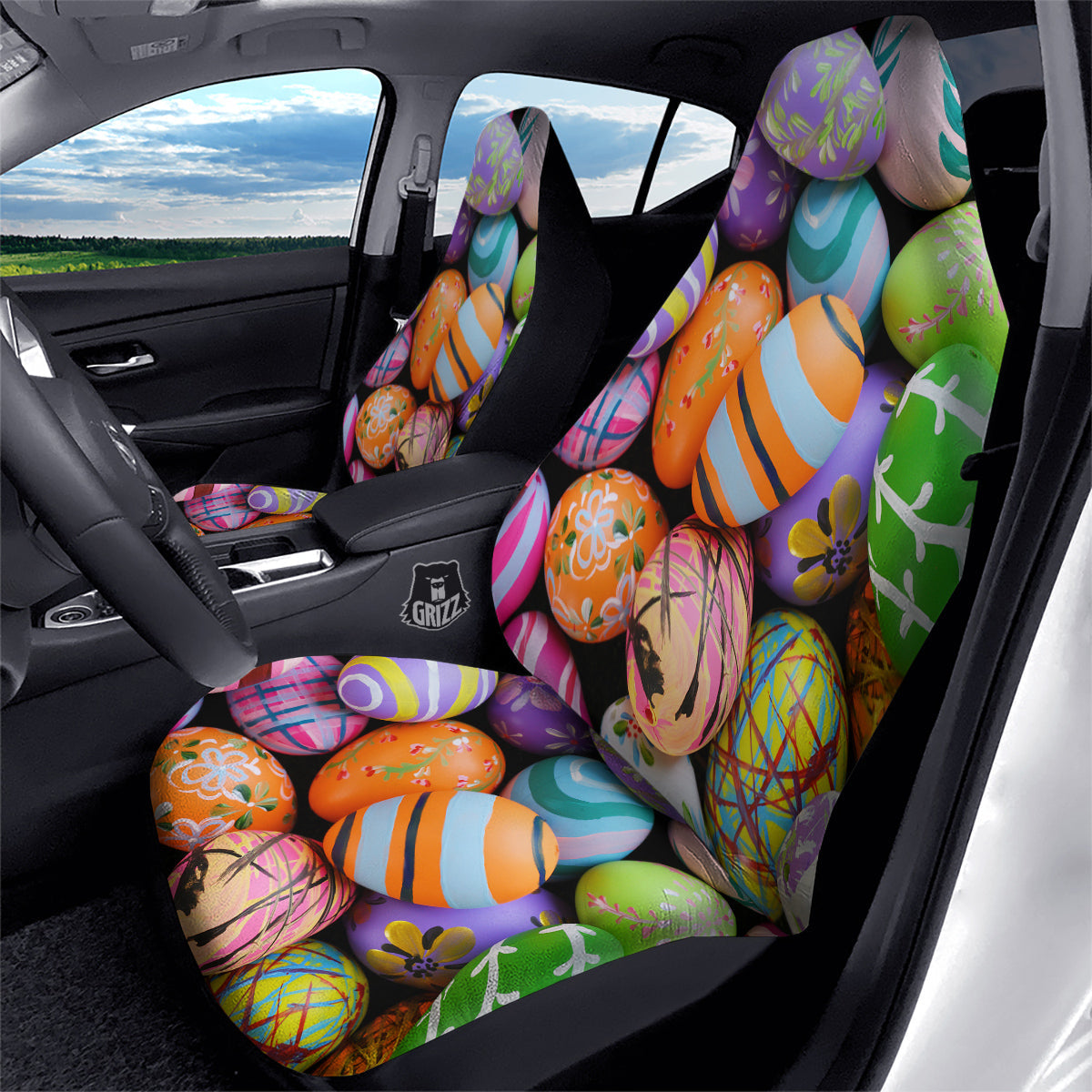Easter Eggs Colorful Print Car Seat Covers-grizzshop