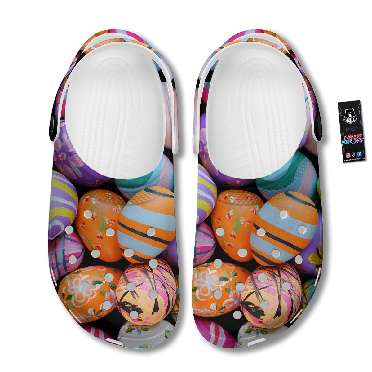 Easter Eggs Colorful Print Clog-grizzshop
