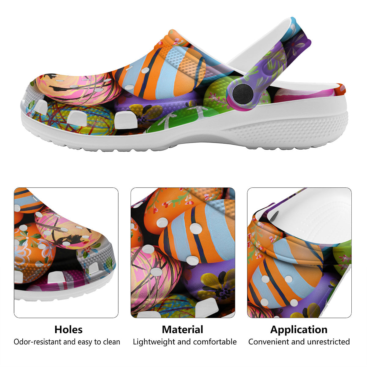 Easter Eggs Colorful Print Clog-grizzshop