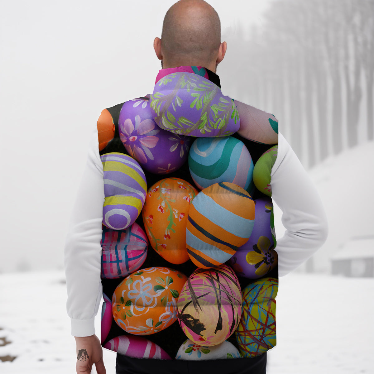 Easter Eggs Colorful Print Down Vest