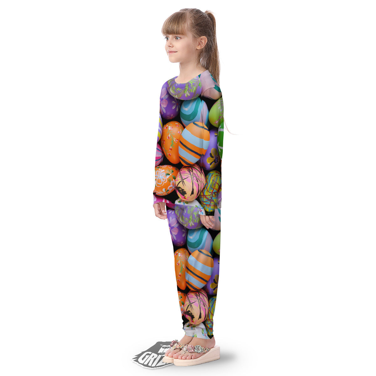 Easter Eggs Colorful Print Kid's Pajamas-grizzshop