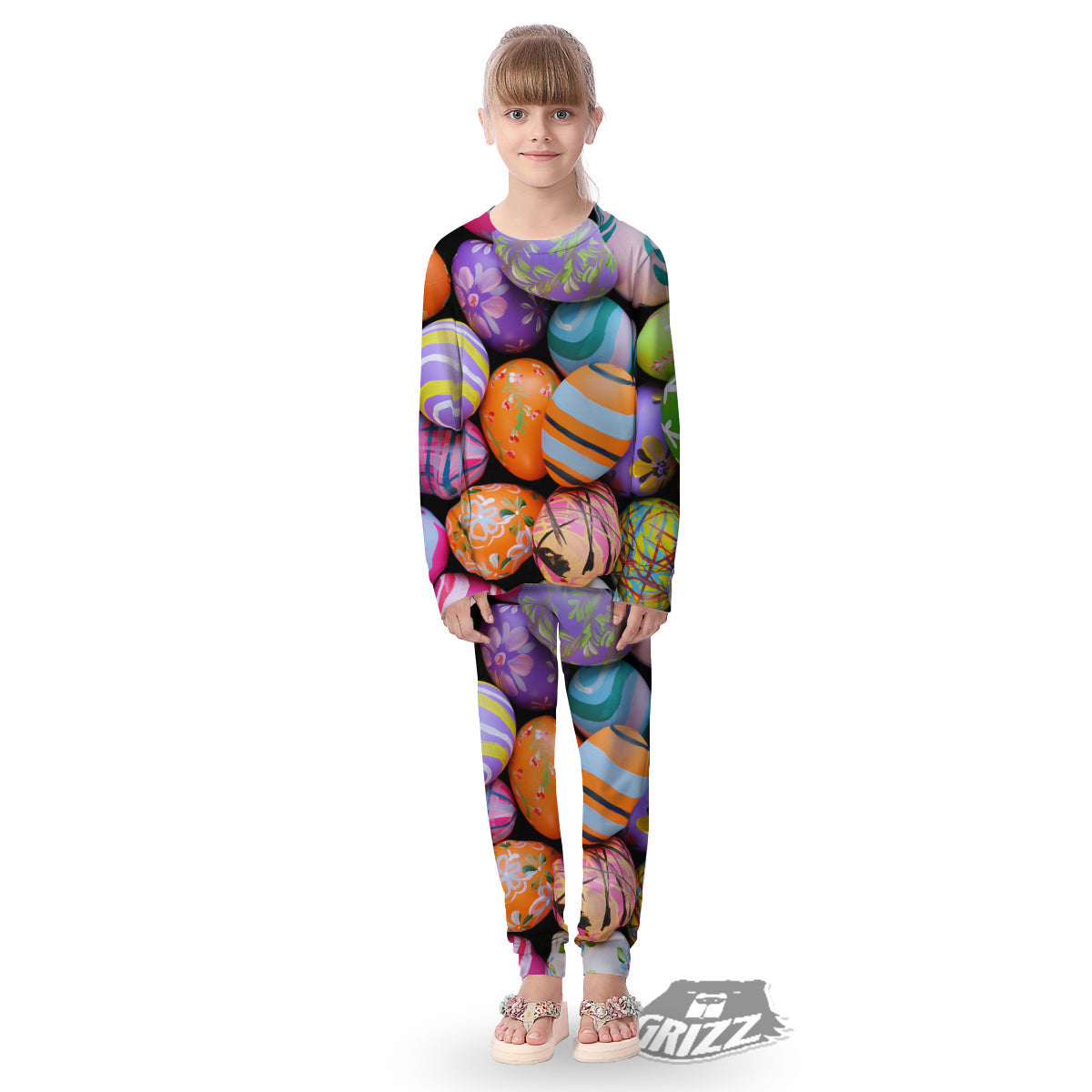 Easter Eggs Colorful Print Kid's Pajamas-grizzshop