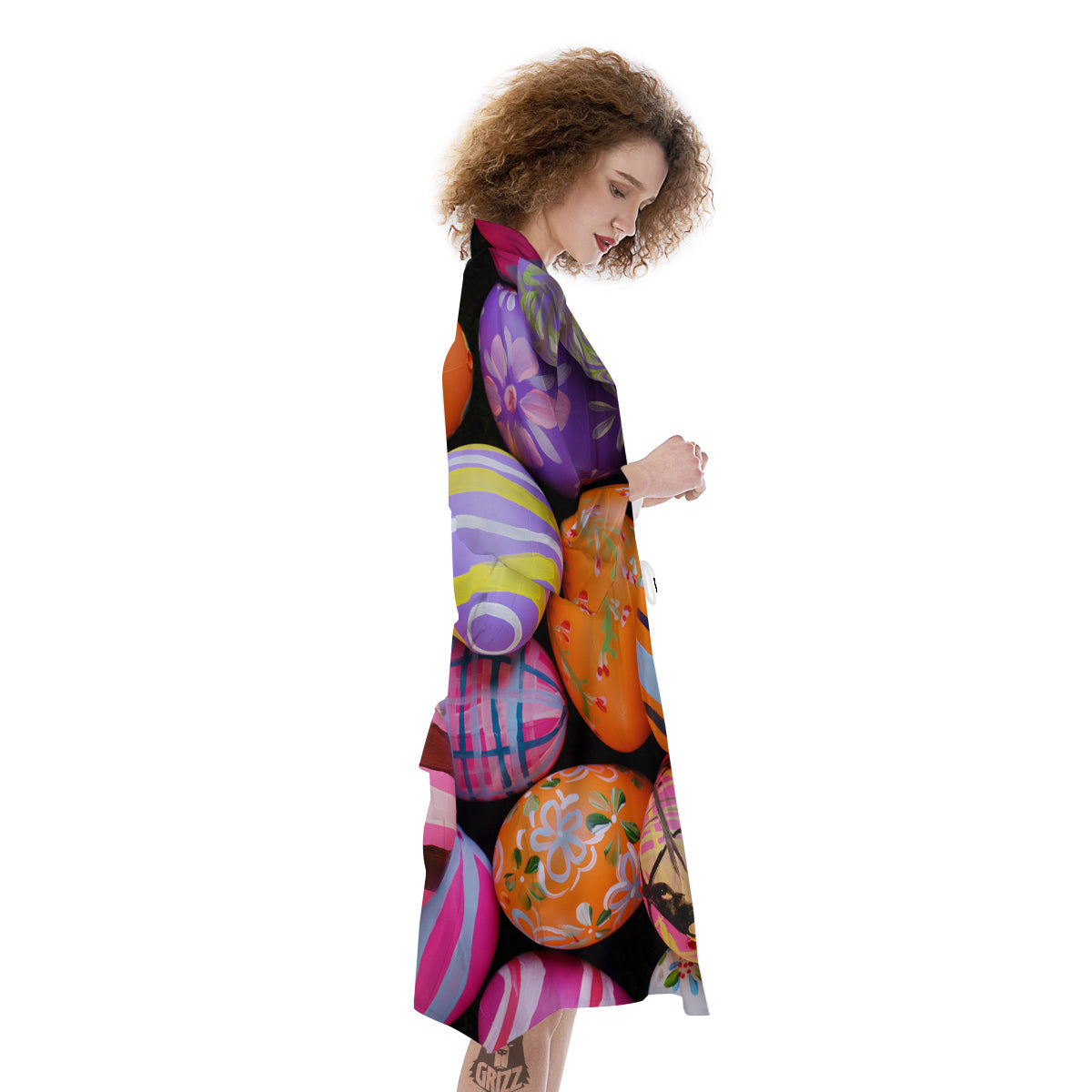 Easter Eggs Colorful Print Kimono-grizzshop